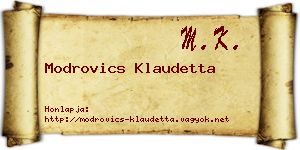 Modrovics Klaudetta névjegykártya
